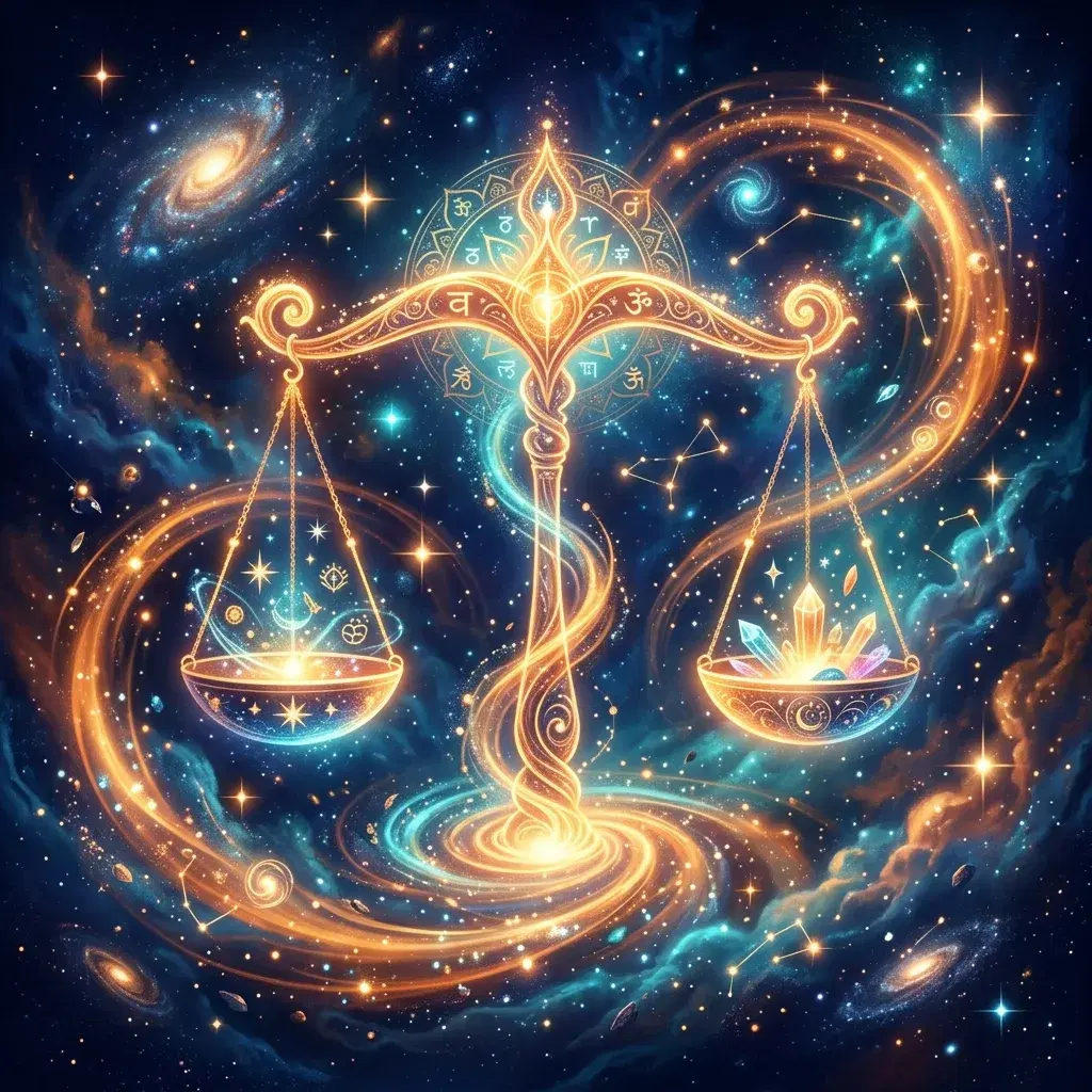 Cosmic balance scale of 8 pillars